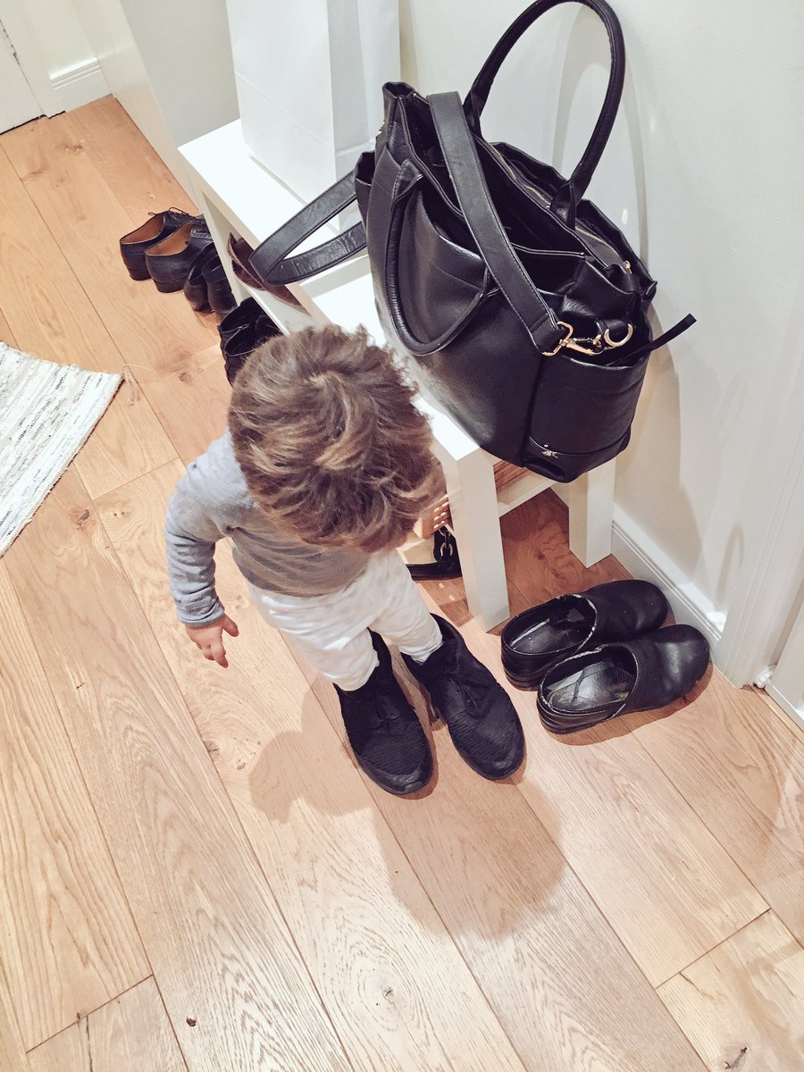 Lin_Manuel's tweet photo. Here is my son in my shoes. https://t.co/FBS62NPjRf