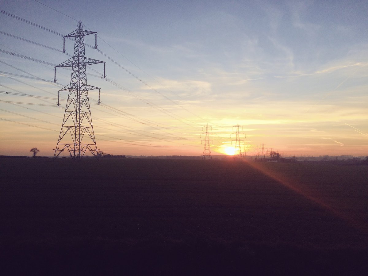 Spectacular views across the Suffolk countryside #sunset #views #pylons #sky #Suffolk #countryside #fields