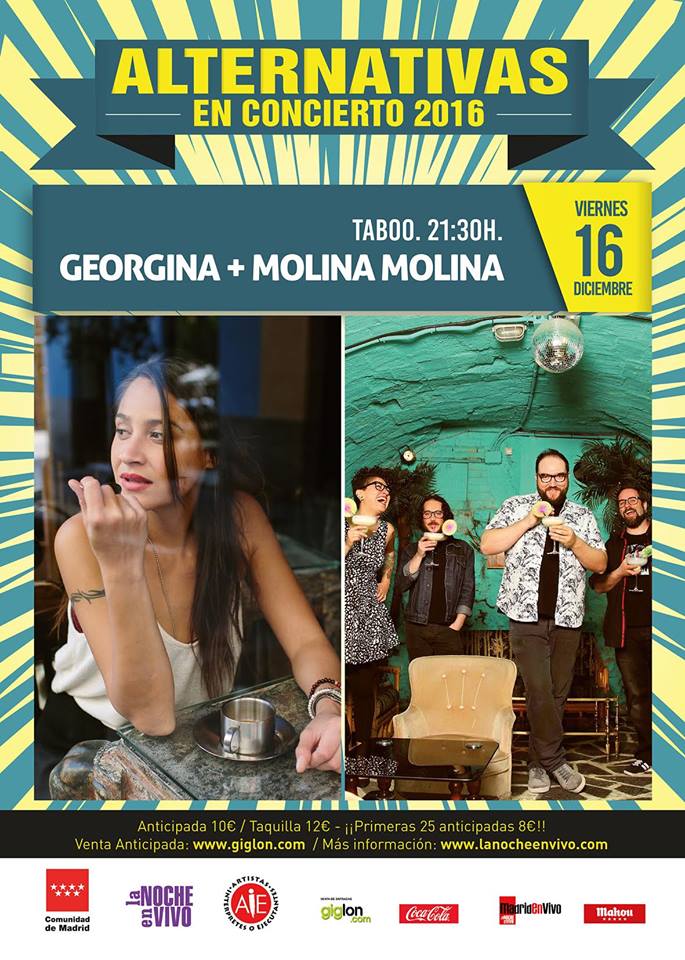 El viernes <a href="/georginamusica/">Georgina</a> y <a href="/soymolinamolina/">Molina Molina</a> estarán con el #Alternativas16 en la Taboo . 8€ bit.ly/2fS27pl #MadridAndMusic