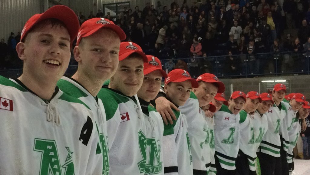 odoyle1798's tweet image. This Dec 17 join the 2015/16 OMHA Midget Champs to raise their banner! Be at the SPC @6:30 and catch Nap midgets vs Enismore at 7! #redhats