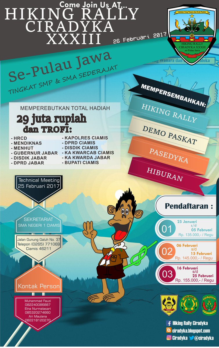 Ayo datang dan daftar kan diri di Hiking Rally Cira Dyka yang ke 33 se-pulau jawa yaa guys😊😊