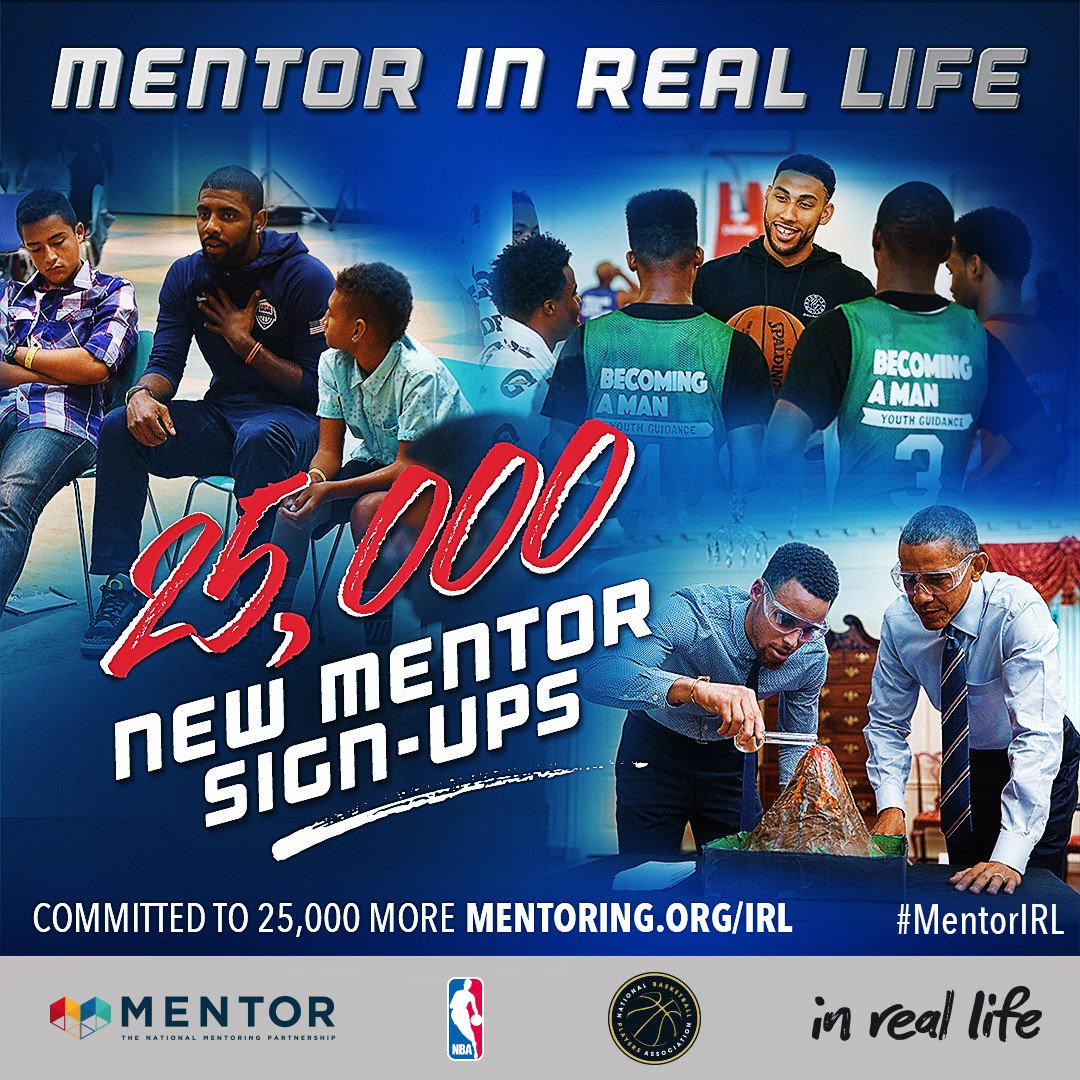 nbacares's tweet image. The @NBA family is committed to recruiting another 25K new mentor sign ups! Support the next generation: mentoring.org/IRL #MentorIRL