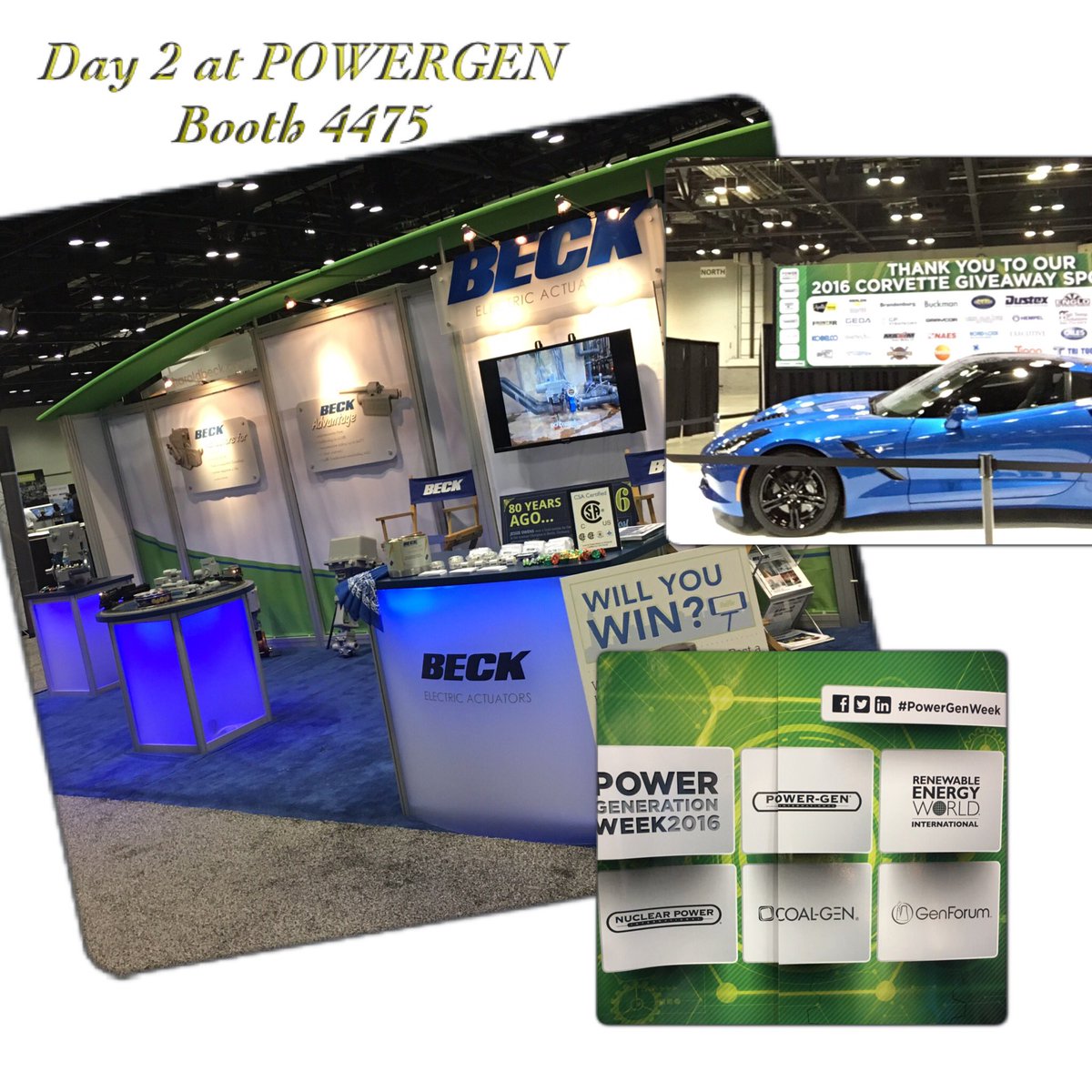 BeckActuators's tweet photo. Just getting started on Day 2! #PowerGenWeek @PwrEngineering Wonder who is going to win that car!! #BeckDaily https://t.co/BFF35Rqx5a