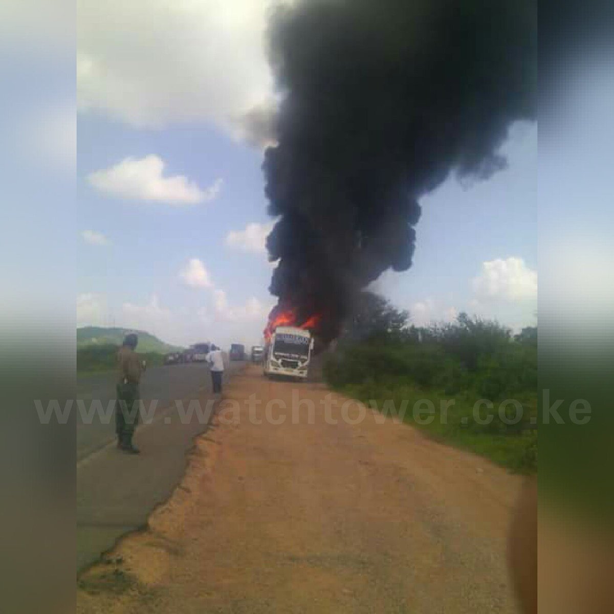 WTMakueni's tweet photo. Modern coast bus caught fire in Kyulu, Makueni Dec. 14th. All the passengers were rescued.
#TheWatchTower_Makueni https://t.co/WyjrYT4GSK