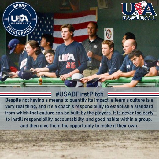 USABaseball's tweet image. Coaches: Establish a standard from which a team culture can be built by the players. #USABFirstPitch READ: usabaseball.education/news/details/7…
