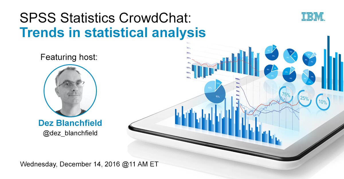 IBMData's tweet photo. T-minus 1 hour to our Trends in #StatisticalAnalysis chat featuring @dez_blanchfield. Please join the conversation: https://t.co/HdWQWYQptW https://t.co/89xLXDNzQv