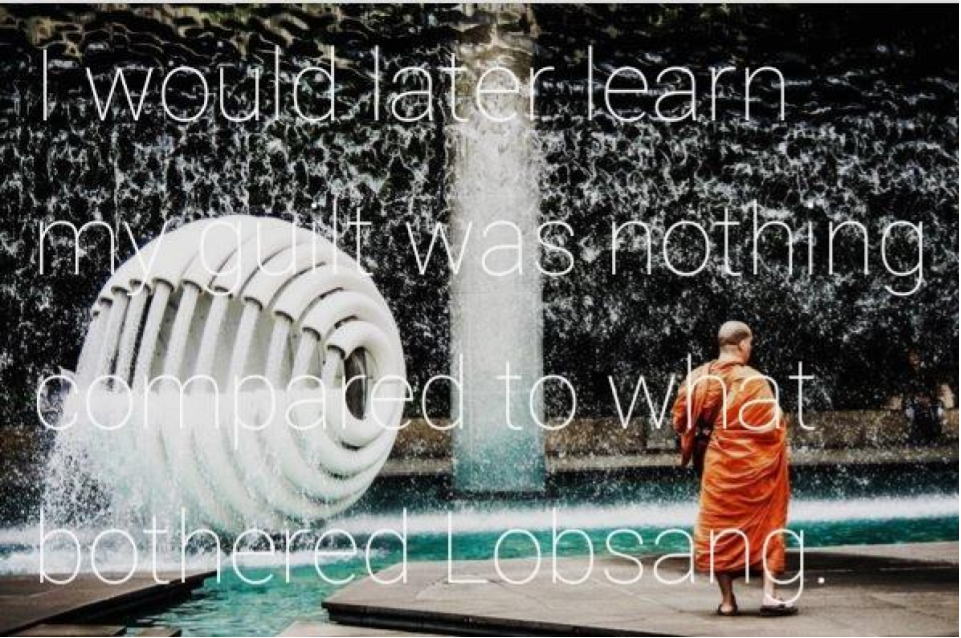 1for1000's tweet photo. #amreading @eiennotoso's story about a monk who breaks his vow of pacifism called, "Lobsang." Pic by @1michaelken.
https://t.co/g2bX1gbUKT https://t.co/VoTjzRClBo