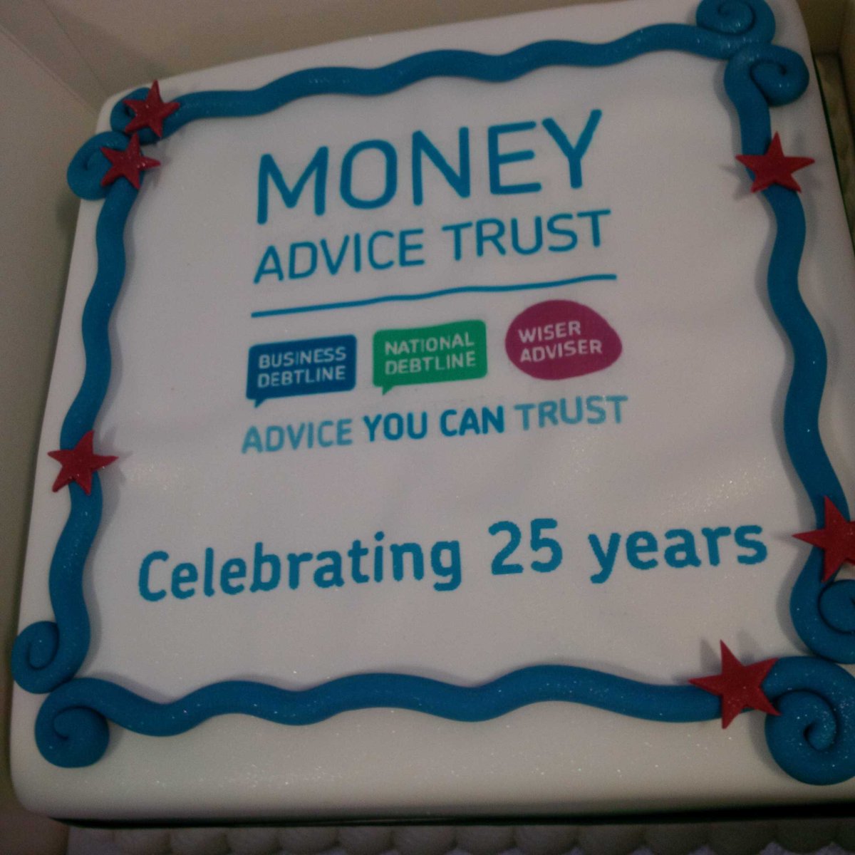 JoannaElson's tweet image. Fab 25th celebration of @Money_Advice with colleagues - some with us from the start. Beautiful + delicious cake too!