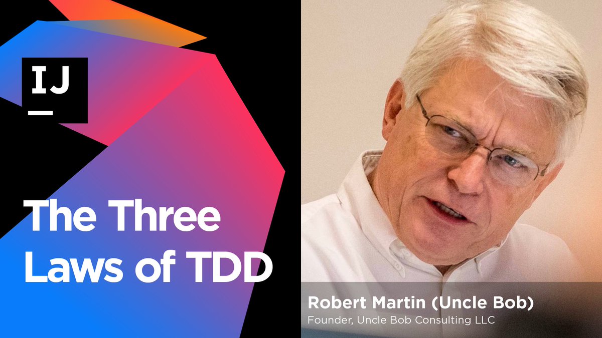 intellijidea's tweet image. Join us on January 18 for the Three Laws of TDD webinar by @unclebobmartin featuring @kotlin ow.ly/MF5H3077Clb