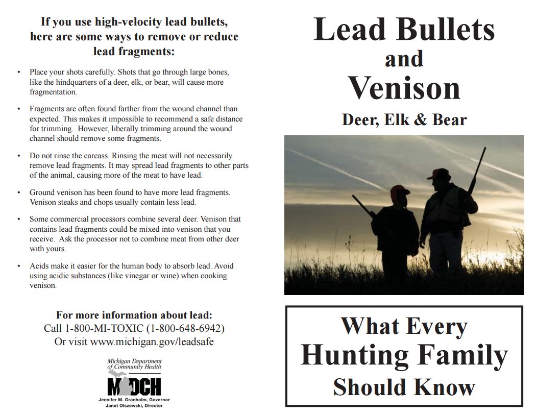 leadfreeMI's tweet photo. What Every Hunting Family Should Know #leadpoisoning #CLPPP https://t.co/e0uKWveYoi