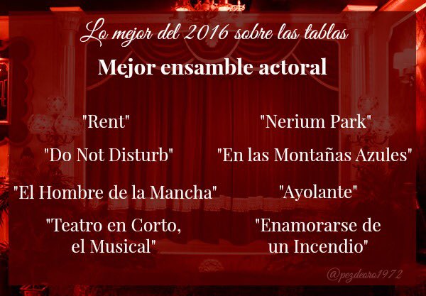 Mejor ensamble actoral #Nominaciones2016 #PezdeOro