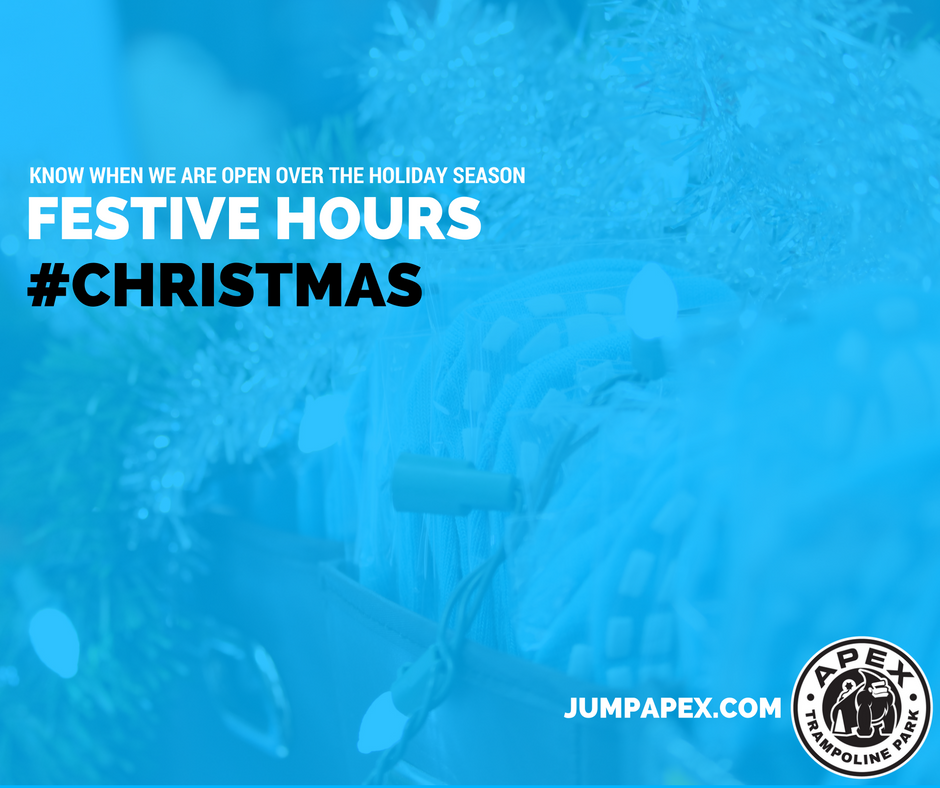 JumpApex's tweet photo. Want to Jump with us over the festivities? Check out our #ChristmasHours. Dec 22nd - Jan 2nd. More: https://t.co/K7no4gnig0 #JumpApex #Hours https://t.co/WNygQruLCX