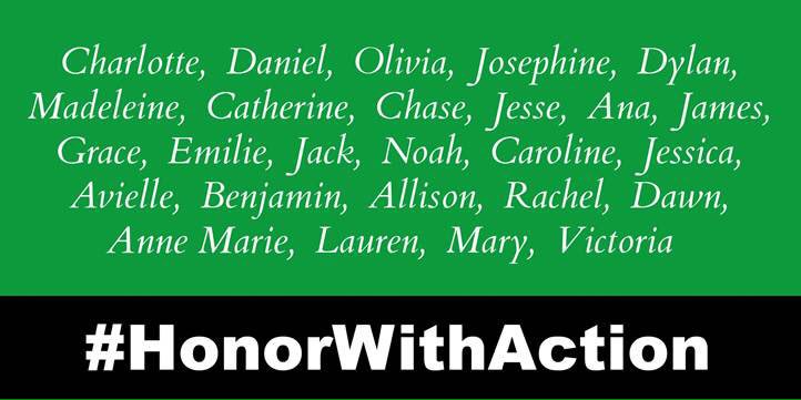 Never forget the 26 precious lives lost at #SandyHook. Americans are still asking for commonsense gun safety laws. #HonorWithAction