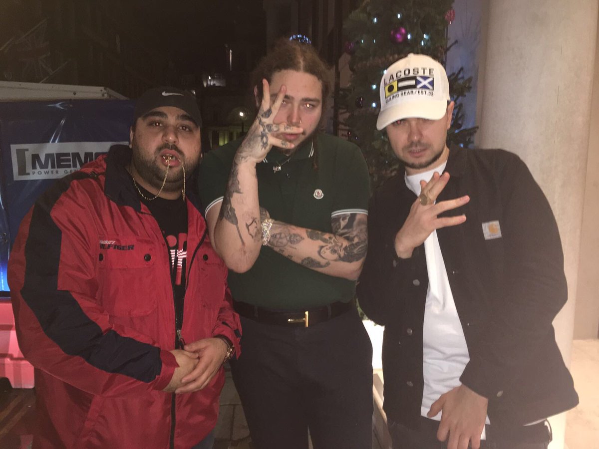 PostMalone's tweet photo. mad ting last night fam @CHABUDDYGEEZY @MCGRINDAH https://t.co/ncnVnAWvh2
