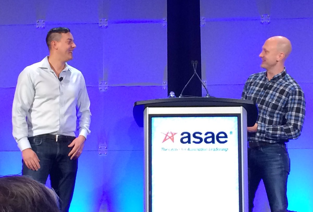 __SOTR__'s tweet image. Today: @0xcharlie and @nudehaberdasher delivering #keynote for @ASAEcenter #Tech16 (photo cred. @jahuebsch)