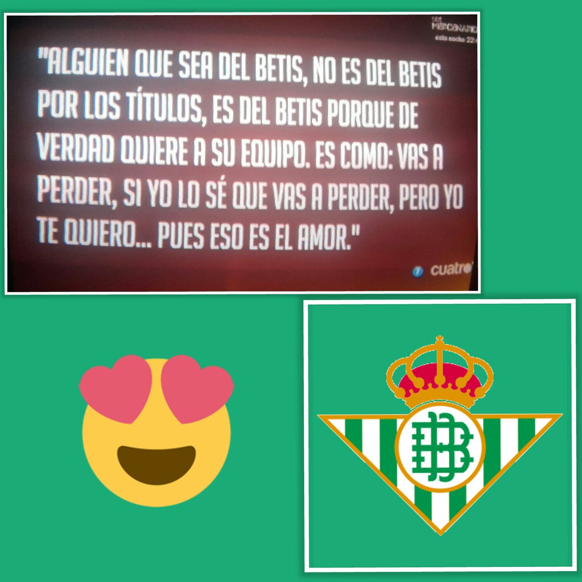 EspeFlamenka's tweet photo. Estoy de acuerdo ☺ 👏👏.... #MuchoBetis #hazteunselfi69 #firstdates205 https://t.co/iV6aa6pWzY
