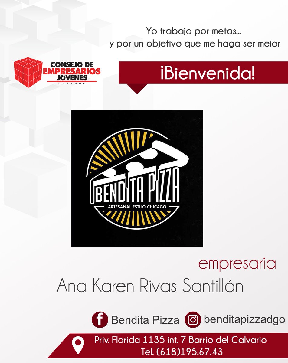 CEJDurango's tweet photo. Bienvenidos #BenditaPizza al @CEJDurango como socios afiliados, sera un gusto colaborar con ustedes #RedCEJ https://t.co/aWK7NbXGSb