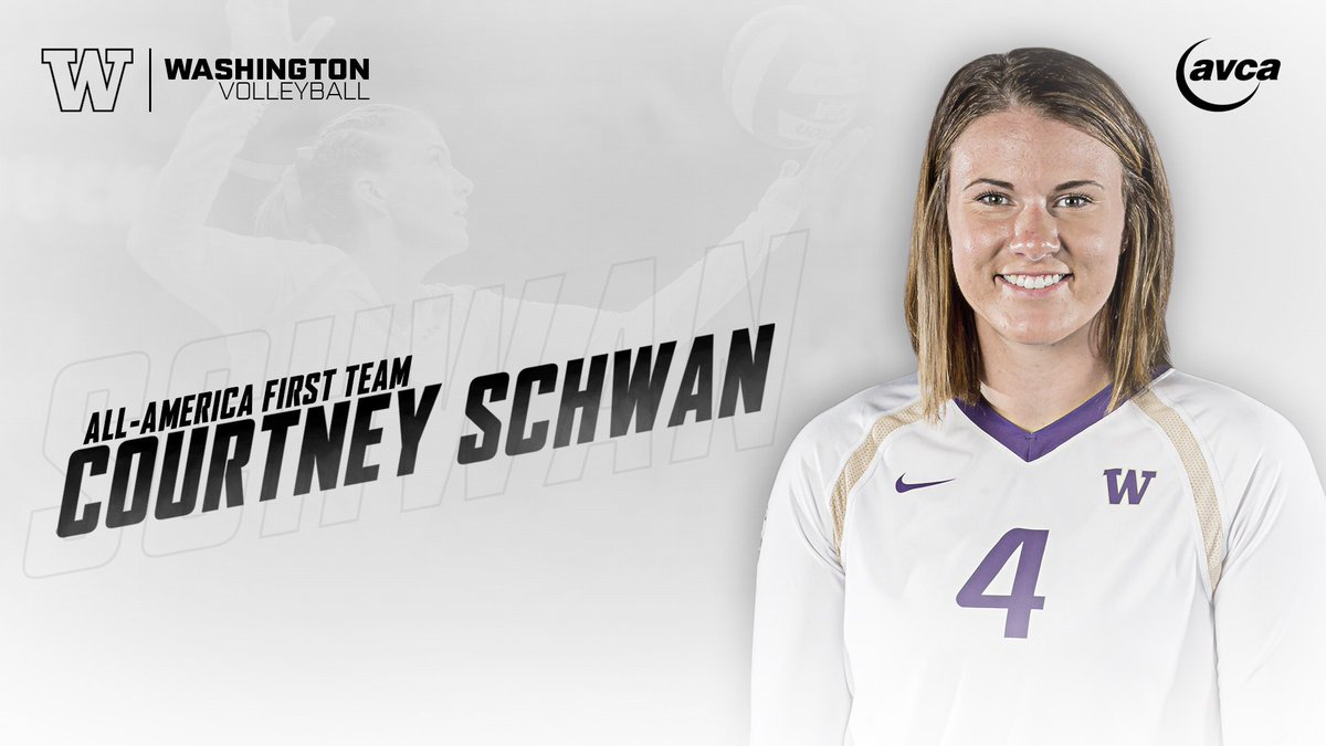 UWVolleyball's tweet photo. Congratulations to Courtney Schwan on being named to the AVCA All-America first team. #PointHuskies https://t.co/pnqJCRbMSC