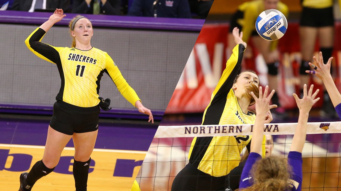 GoShockersVB's tweet photo. Congrats to @Jody_Lars &amp; @abbie22lehman for being named All-Americans! Abbie is the 1st Shocker to be a three-time All-American! https://t.co/F2f3EE6ywE