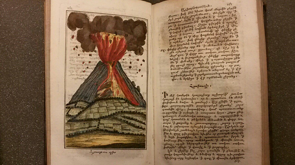 EtonCollLibrary's tweet image. A very fine Armenian volcano in an introduction to geography by Step&apos;annos Giwver Agonts&apos; published in Venice, 1817. Boom!
