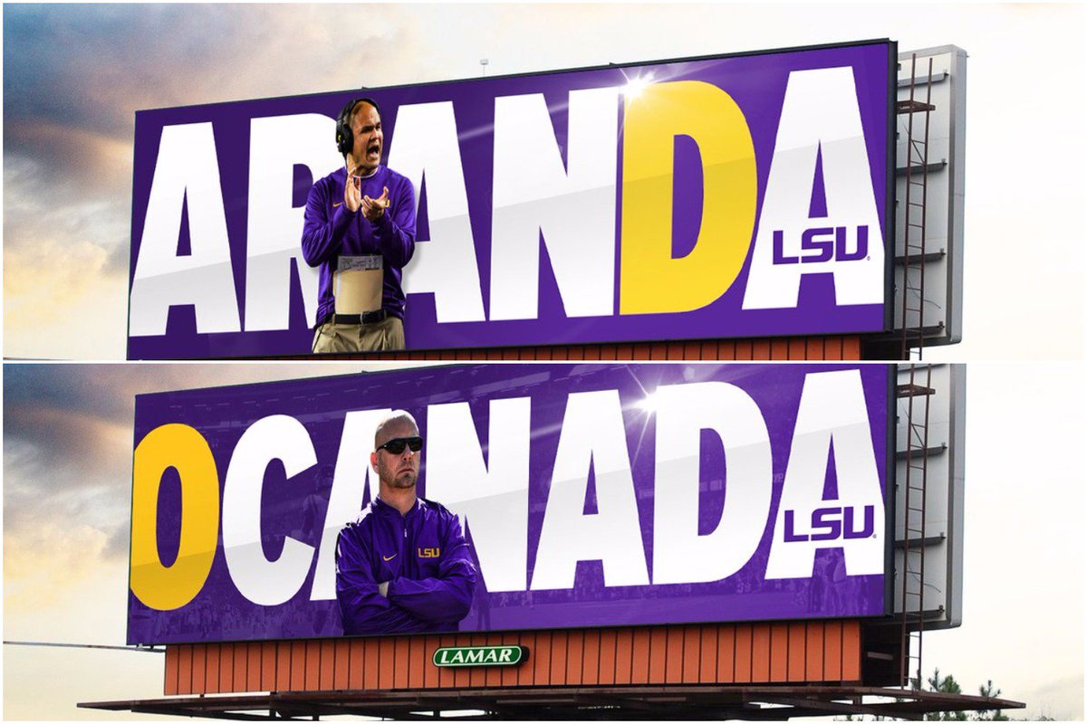 With the 'D' and the 'O' set, the billboards finally get their time in the sun. Full story on LSU's coordinators: ow.ly/NXJG3078zZh