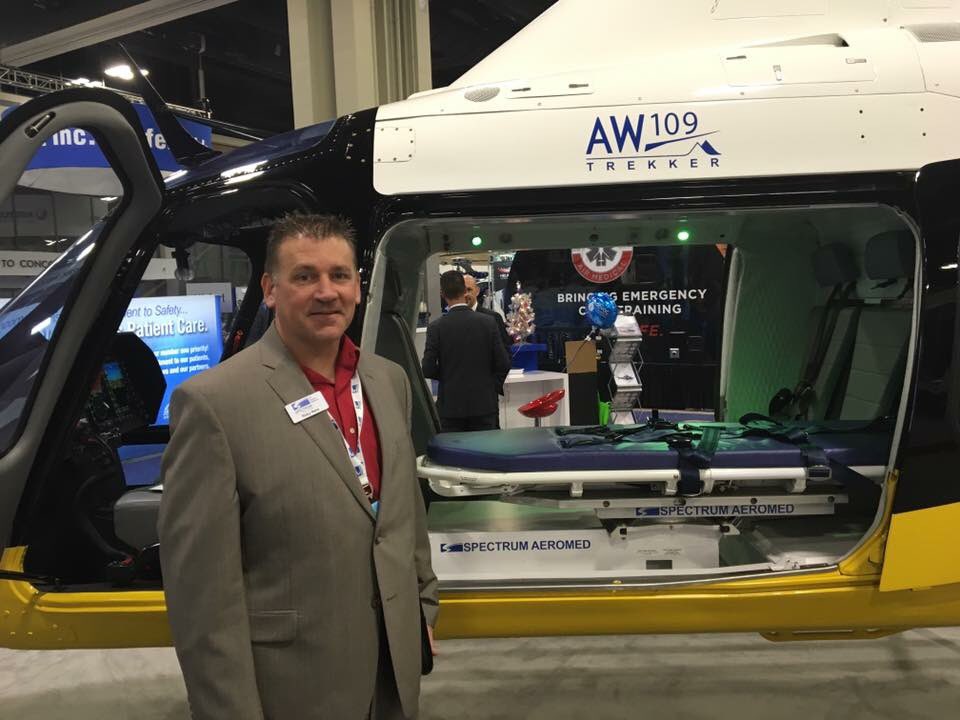 spectrumaeromed's tweet image. #SpecAero VP @Ricky_Reno is busy visiting customers and stopped by the Leonardo booth at #AMTC16 with the #SpecAero stretcher. @AMTC