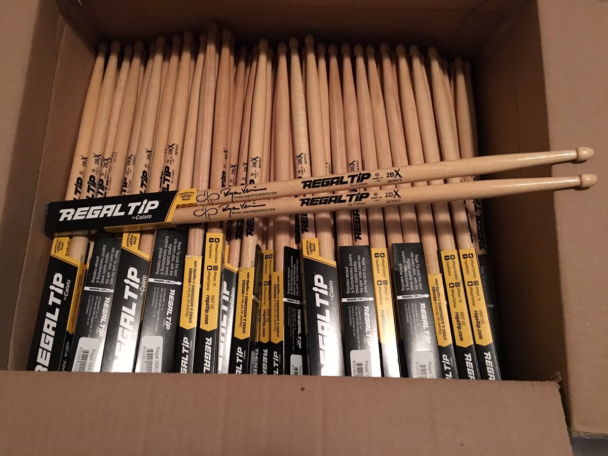 rvanpoederooyen's tweet photo. Thank you @RegalTipSticks for the always awesome support. Sticks are ready to go for the DTP's 2017 Euro/UK tour starting in January! #RTFTW https://t.co/KanjRNSzTs