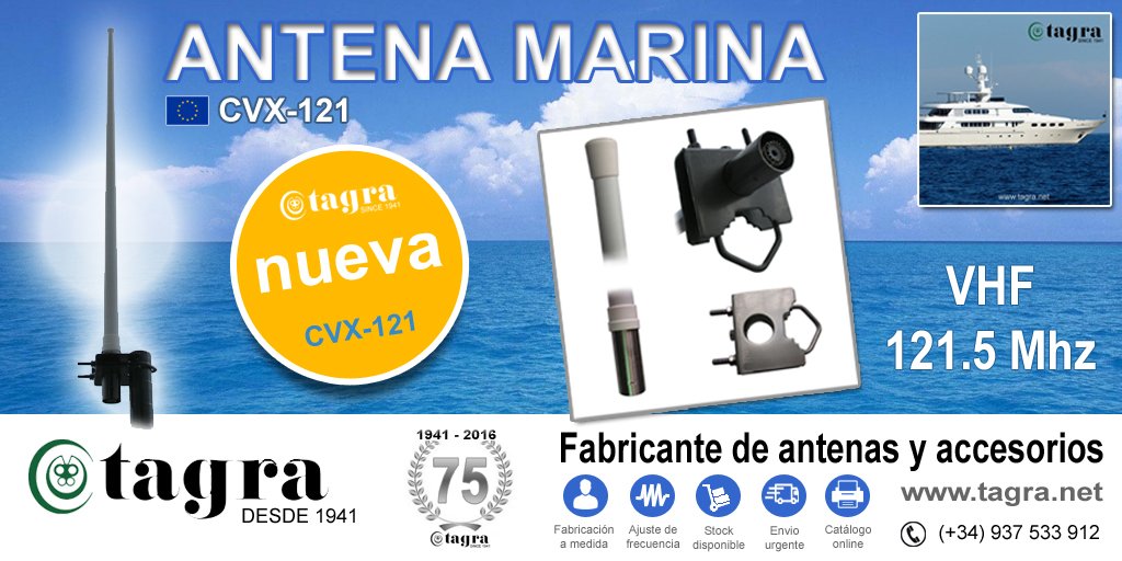 AntenasTagra's tweet photo. Nueva #antena #marina VHF 121.5Mhz disponible en @AntenasTagra https://t.co/toFsj00xNu