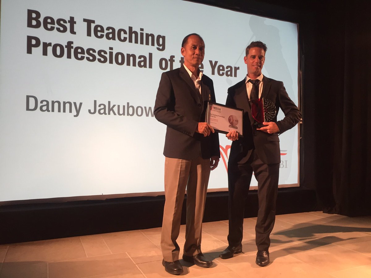 TheJoyofGolf's tweet photo. MEGAs: @ADGolfClub head pro Danny Jakubowski is the Best Teaching Professional of the Year #MEGAs16 @Sport360 https://t.co/ooRko6A1LV