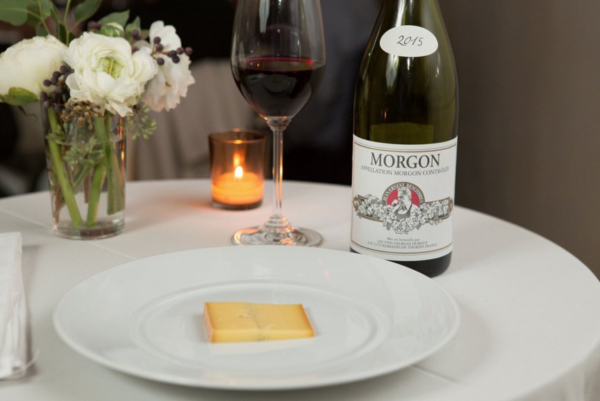Ashbrook cheese from Spring Brook Farm - fruity, a little funky, &amp; the #perfectpairing w/ #GeorgesDuboeuf's bold #Morgon #Beaujolais #cru.