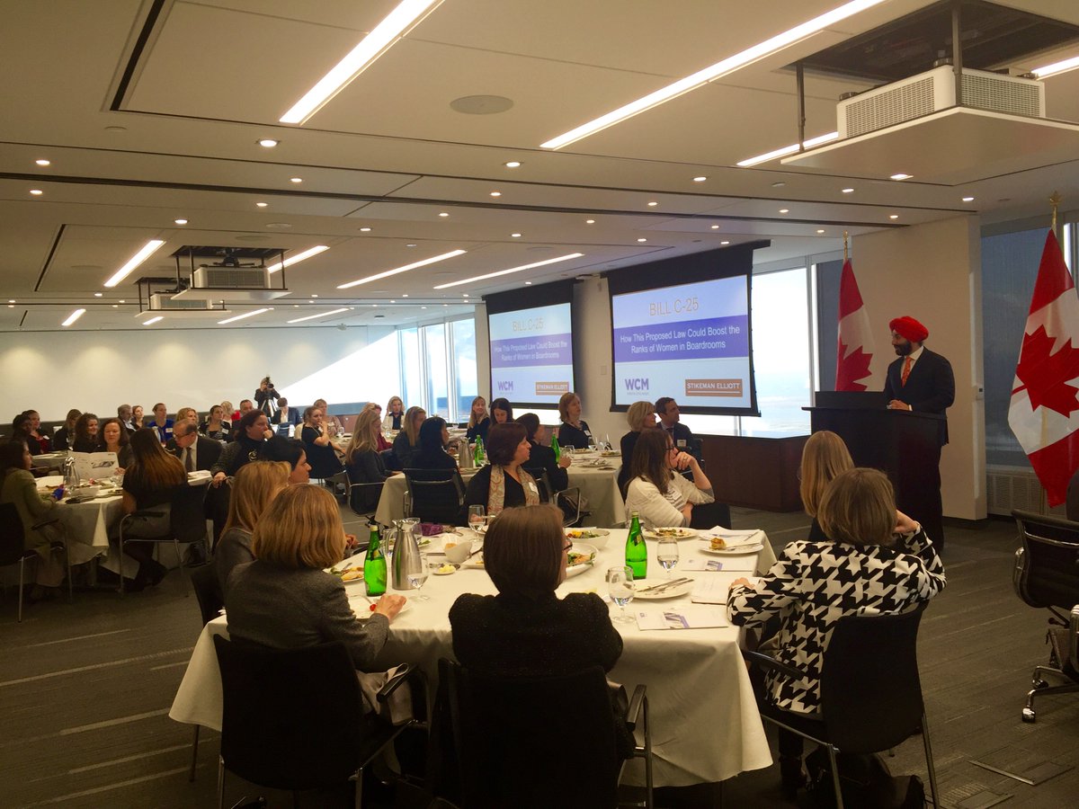 NavdeepSBains's tweet photo. Pleasure to be with @WCMCanada in #Toronto today to discuss how Bill C-25 will empower &amp; promote even more women to become corporate leaders https://t.co/4BhpNmQaOW