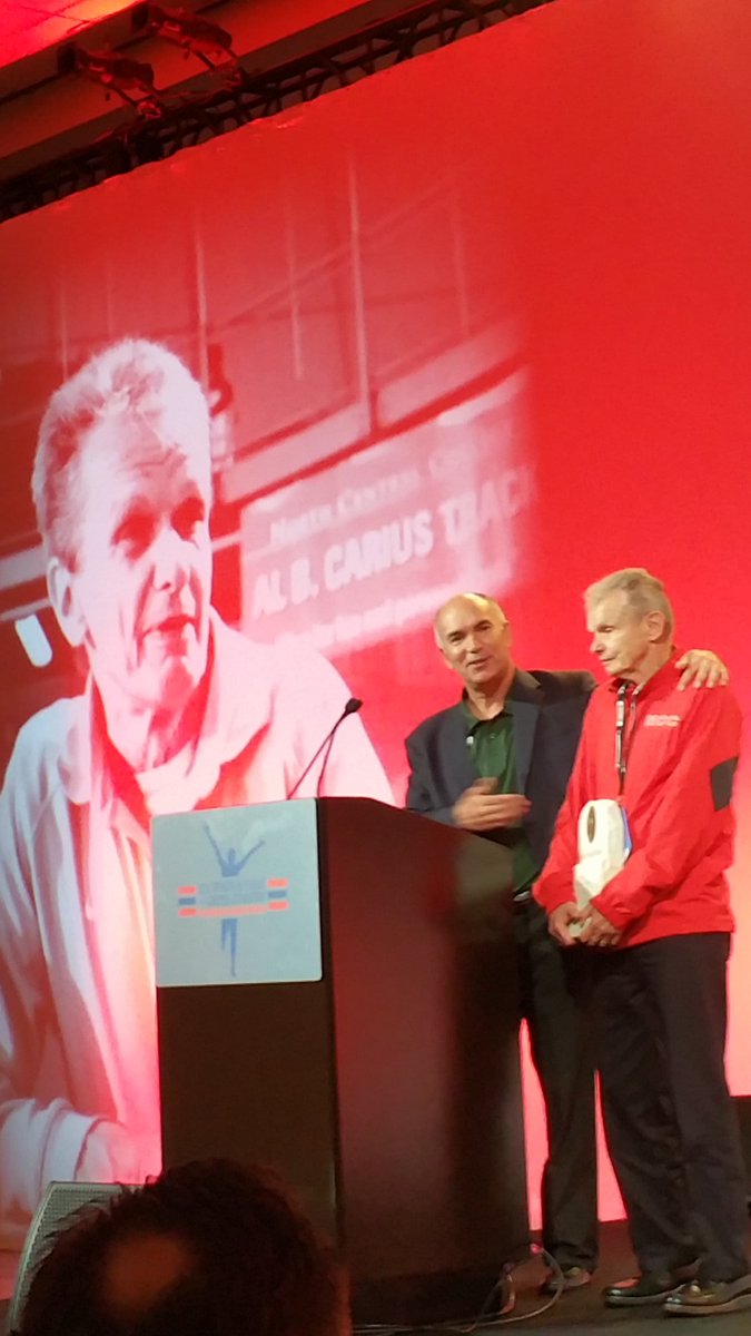 MOWNBU's tweet photo. Winner of the George Dales Award is @NCCMensXCTF coach Al Carius. 197 of his former athletes are coaches. Congrats from Wabash. #USTFCCCA16 https://t.co/BiTRxkmuZ8