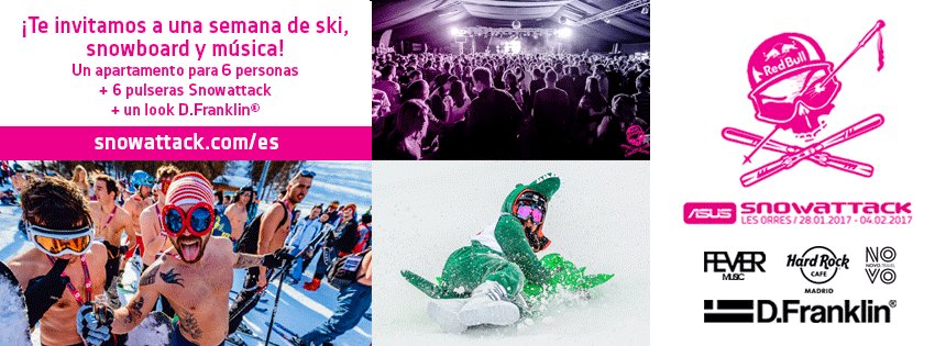 Zillarichtv's tweet image. Te llevamos a ti y 5 amigos a SnowAttack + apartamento + un look @DFranklinOFCL

⛷ RT
🏂 Sigue a @FeverMusicES y @SnowattackES 
🎿 ¡Disfruta!