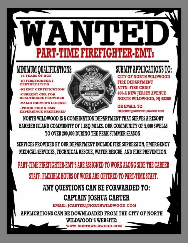 medic1895's tweet image. North Wildwood FD seasonal positions #emtjobs #firefighterjobs