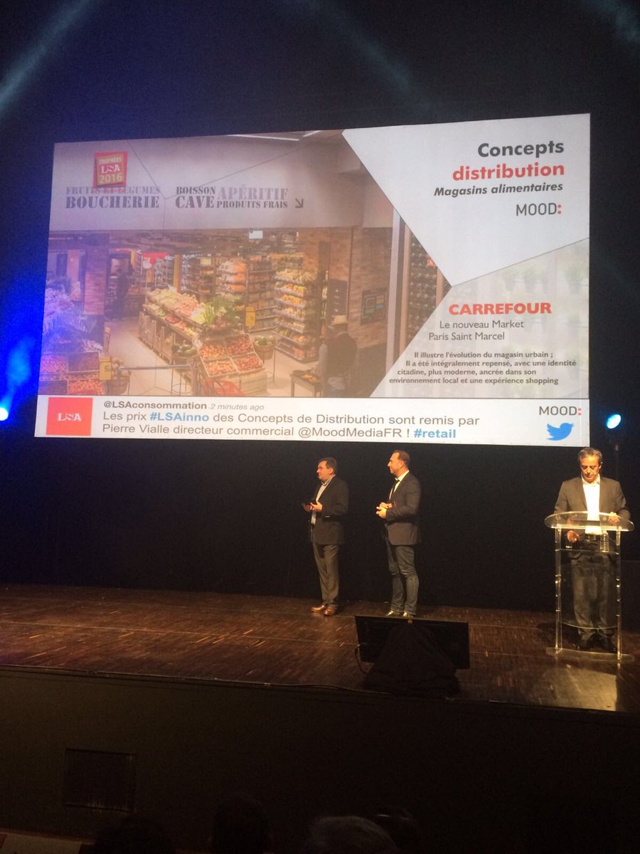 CarrefourFrance's tweet photo. 🏆 Trophées #LSAinno : Catégorie magasins alimentaires prix reçu pr notre magasin de Saint-Marcel, moderne, gourmet &amp; ancré dans son quartier https://t.co/LGfcZ23f1L