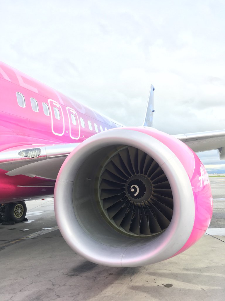jonostrower's tweet photo. The new Alaska/Virgin merger colors. (one off) Complete with literal ruby sparkles. #ASPlusVX https://t.co/FOVbc0vVJ7