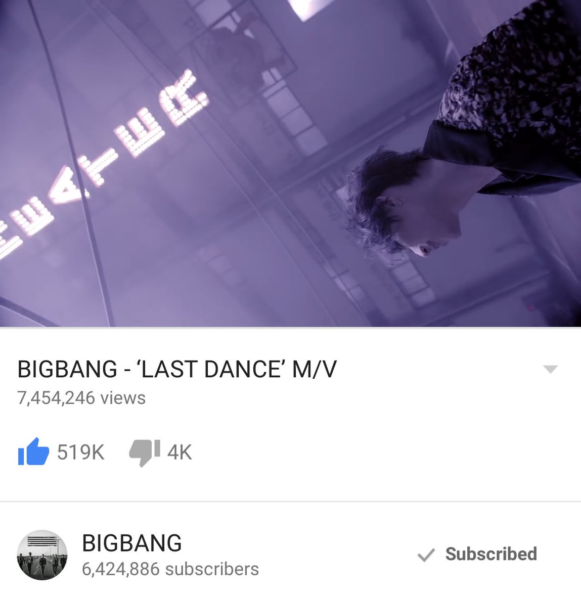 monster_ssaem's tweet photo. 6:00AM KST(54 hrs from release)

#FXXKIT 9,478,888
#LASTDANCE 7,454,246

#BIGBANGMADEFullAlbum #XMillionProject #BIGBANG #MADE https://t.co/0gCTf3IPhJ