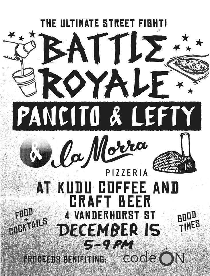 Tomorrow, <a href="/PancitoLefty/">Pancito & Lefty</a> and @lamorrapizzeria join together for an "ultimate street fight" at <a href="/KuduCHS/">Kudu</a>: holycitysinner.com/2016/12/14/pan… #chs