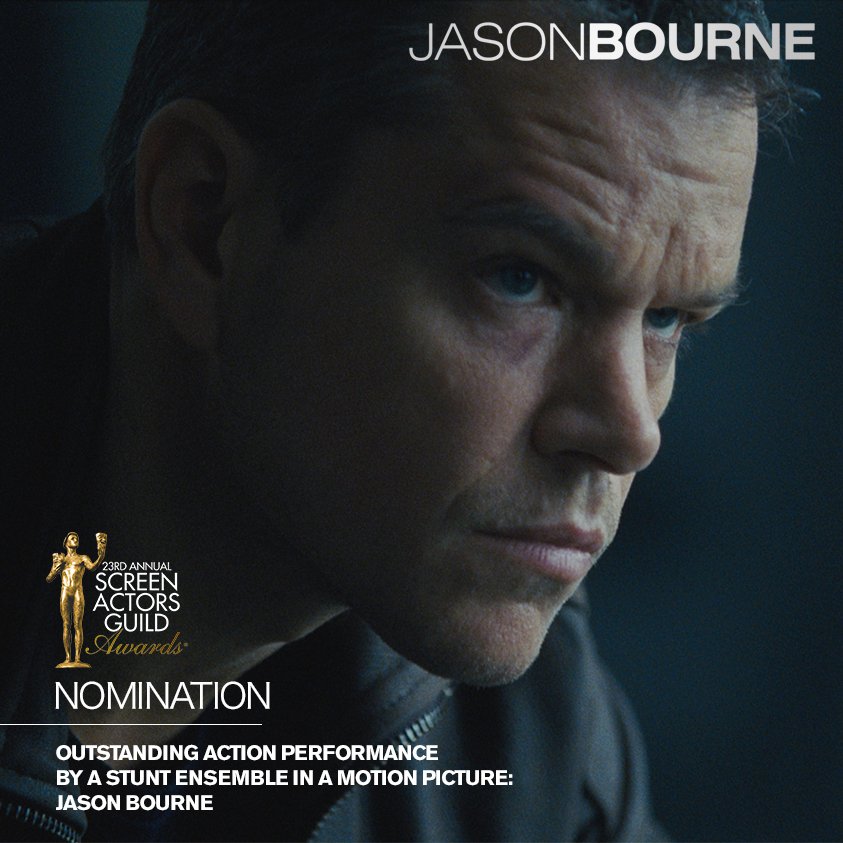 Congratulations to our team for their @SAGAFTRA Awards nomination for #JasonBourne.