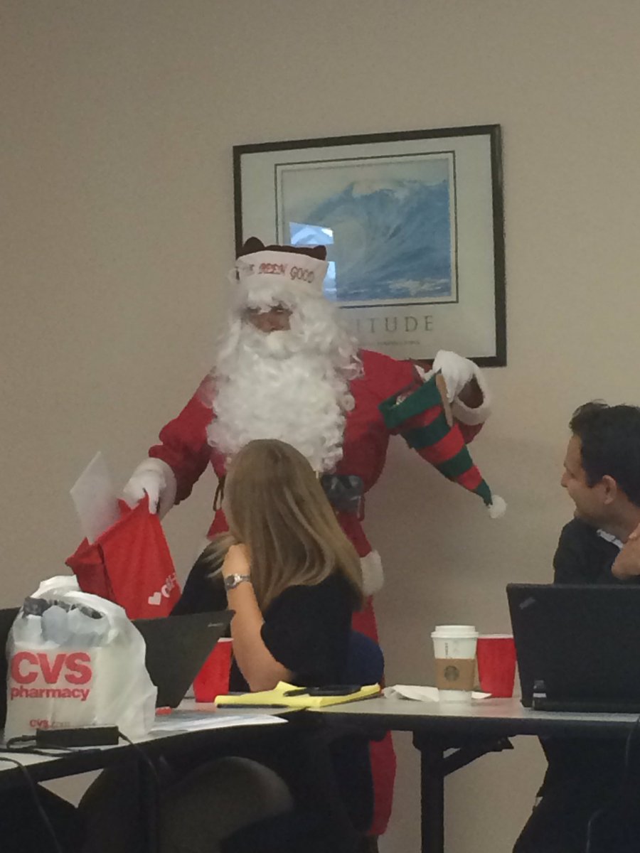 R27InspiresCARE's tweet photo. R27 field team appreciating each other and enjoying an amazing pot-luck...a special guest makes an appearance! "Danaclaus" #santadoesroasts? https://t.co/9blKhmP7sT