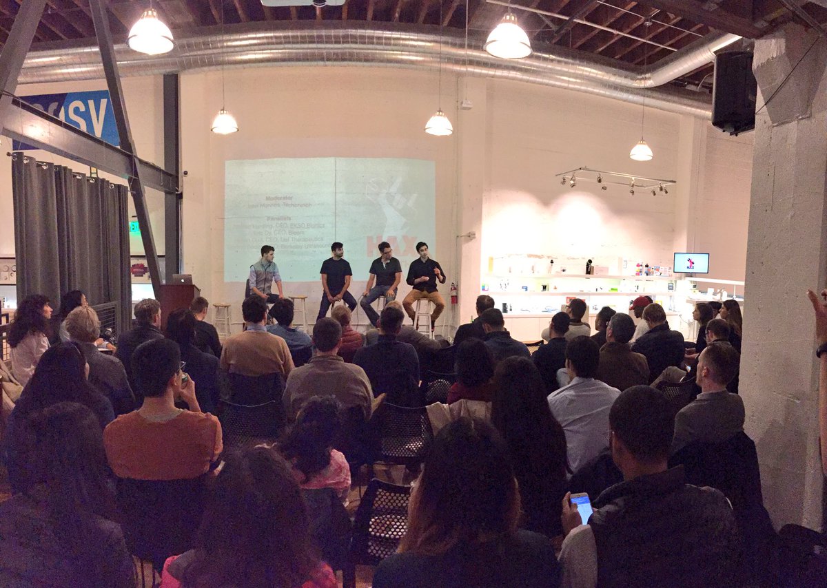Packed house for HAX Health tonight at <a href="/hax_co/">HAX</a> SF! <a href="/bloom_life/">Bloomlife</a> <a href="/getlief/">Lief AI</a> <a href="/BerkeleyUltra/">Berkeley Ultrasound</a> <a href="/JohnMannes/">John Mannes</a>