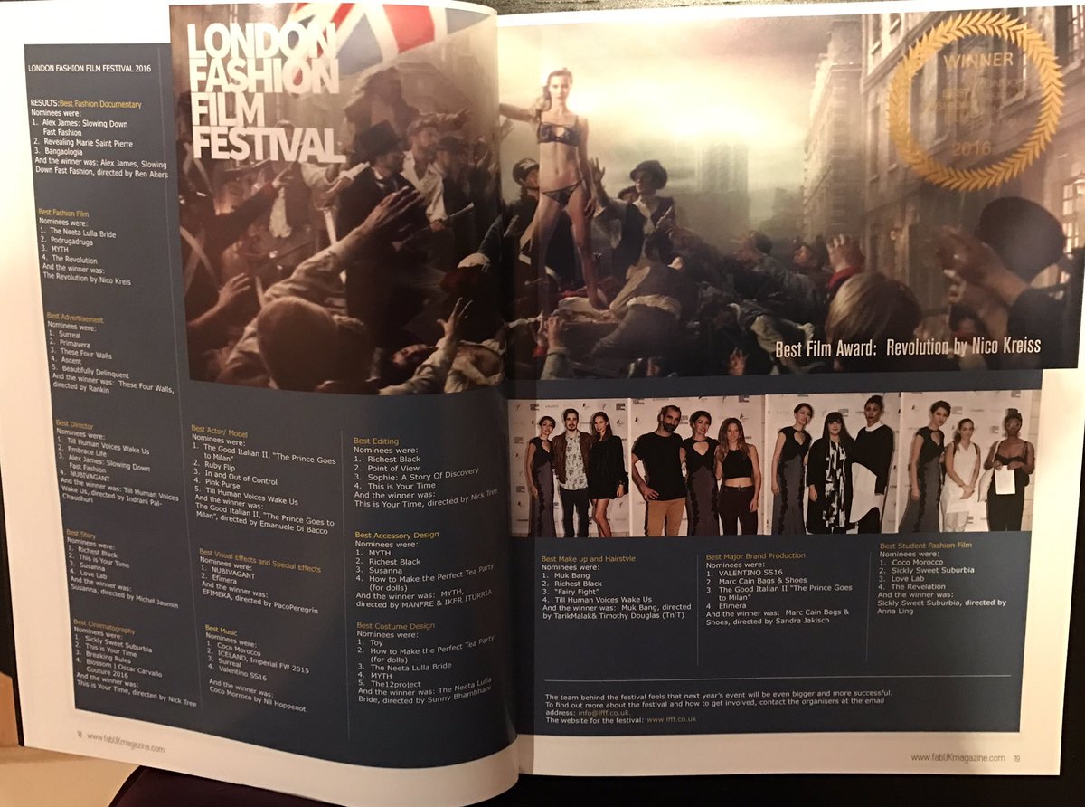 LondonFFF's tweet photo. Thanks to @FabUKmagazine and @NewportM7 for an article and news about London Fashion Film Festival #LFFF2016 https://t.co/15zN45fss3