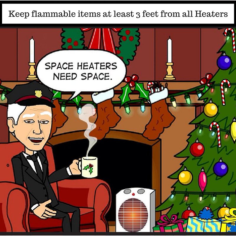 Be sure to keep all items away from space heaters. Bedding, Curtains, Clothing. Safety first! #SafeHeating