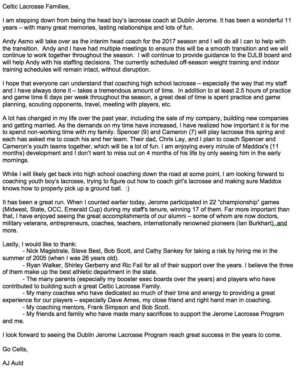 thank you letter to parents from coach dj celtic lacrosse djceltic lax thank you letter to parents from coach dj celtic lacrosse djceltic lax