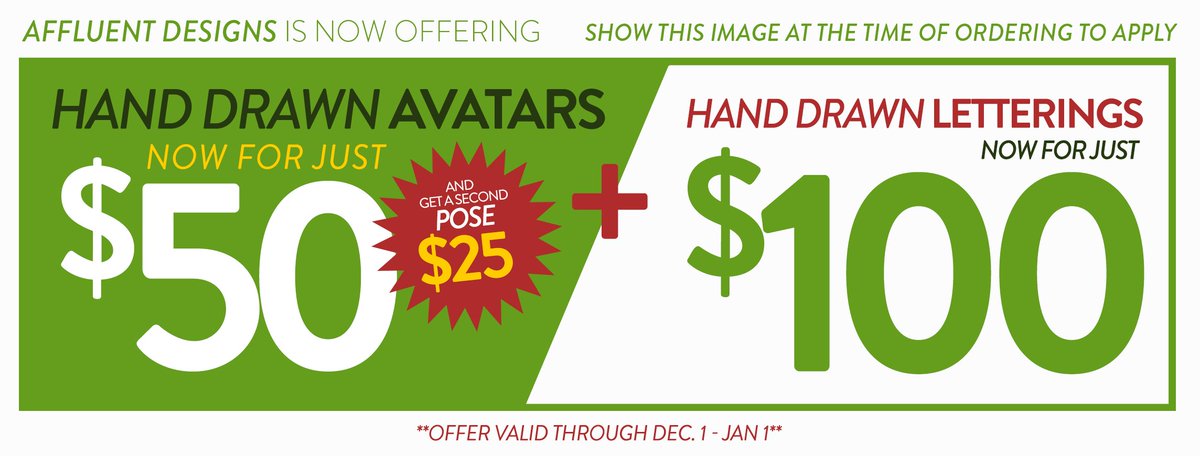 AffluentDesigns's tweet image. Looking to get some illustration work done? Here's our holiday sale: