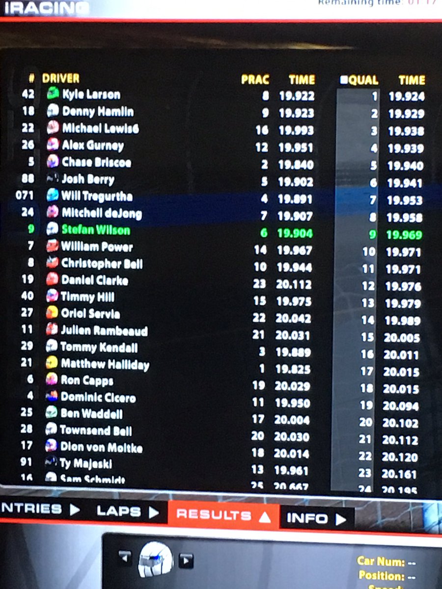 stef_wilson's tweet photo. Qualified 8th for @iracing #iPRoC here we go, tune in via @iracing gonna be 'eventful"' https://t.co/pDfY0UJ62T