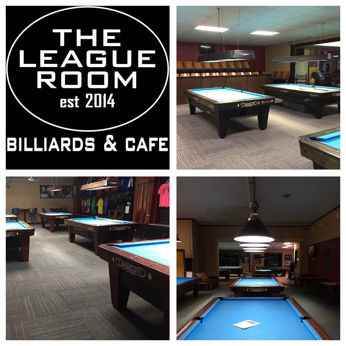 The League Room: the areas only official pool hall. 16 tables, low hourly rates, food and drinks.