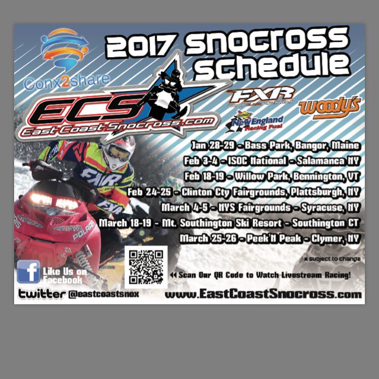 eastcoastsnox's tweet image. 2017 EastCoastSnocross schedule update!!!