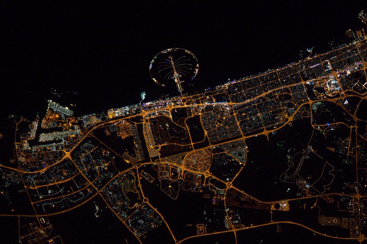 Dubai at night always beautiful and recognizable from space. Just as ...