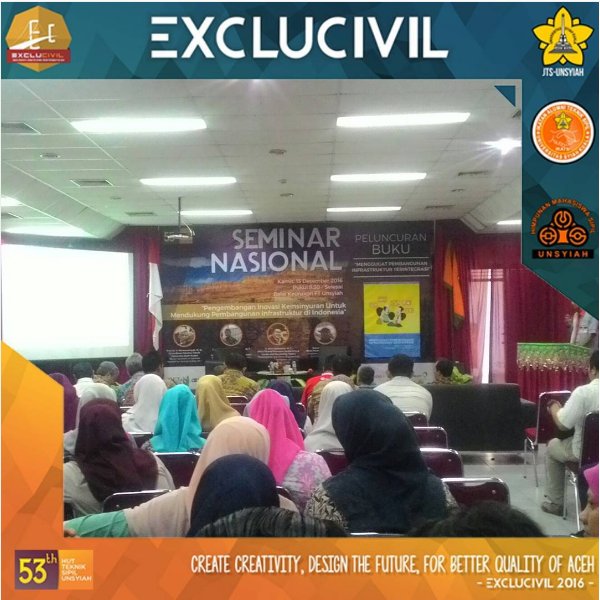 Suasana Seminar Nasional Exclucivil 2016 di Balai Kerukon, Fakultas Teknik, Unsyiah <a href="/HMSFTUSK/">HMS-FT.USK</a> <a href="/univ_syiahkuala/">Universitas Syiah Kuala</a> <a href="/UKMPersDETaK/">UKM Pers DETaK</a> <a href="/ozradioaceh/">OZ RADIO BANDA ACEH</a>